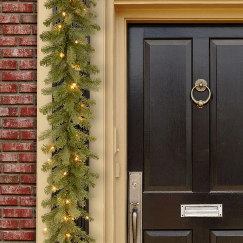 Christmas Central 9' X 12" Pre-Lit Downswept Douglas Fir Artificial Christmas Garland, White LED Lights - Image 2