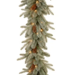 Christmas Central 9' X 12" Pre-Lit Arctic Spruce Artificial Christmas Garland, Clear Lights