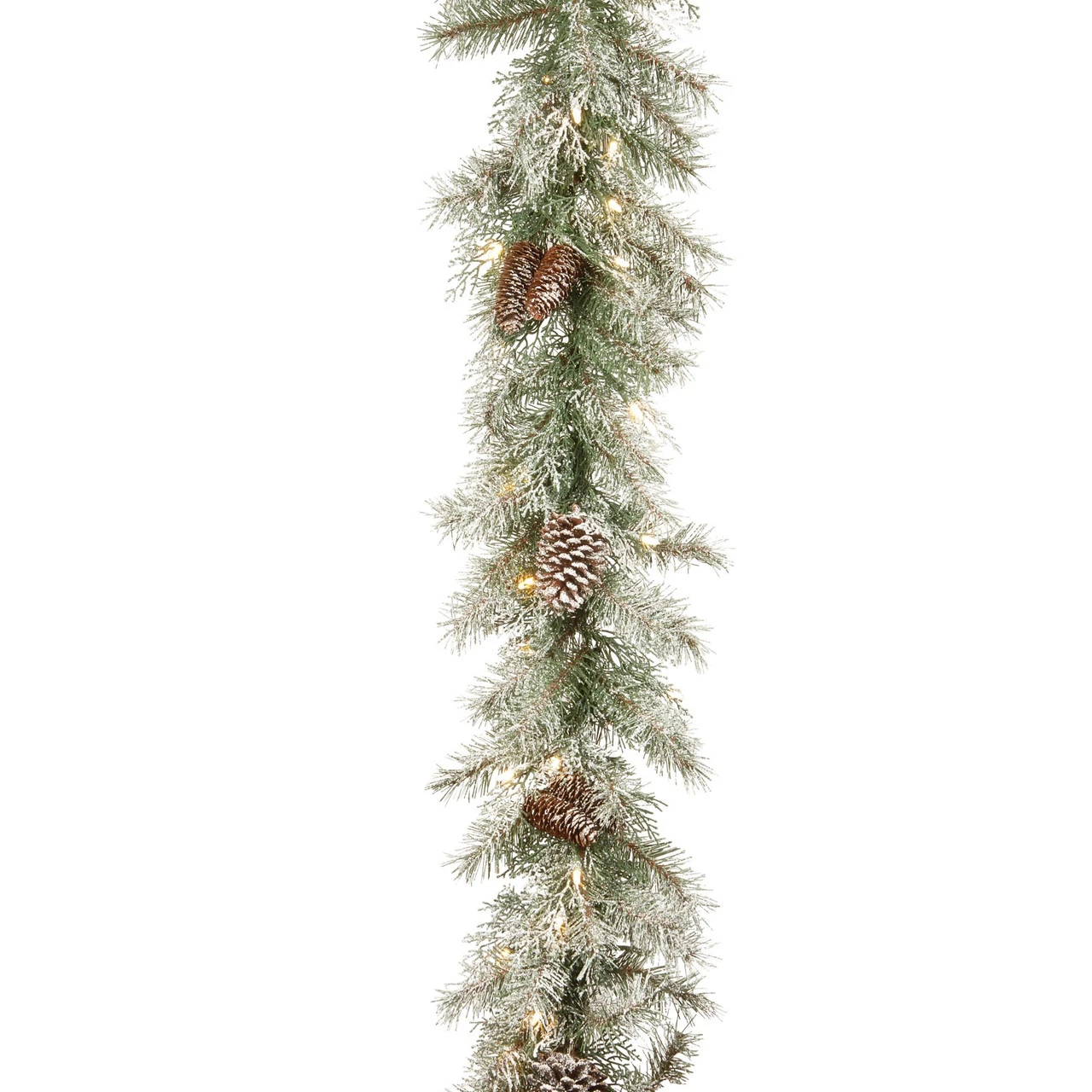 Christmas Central 9' X 10" Pre-Lit Frosted Mountain Spruce Artificial Christmas Garland, Clear Lights