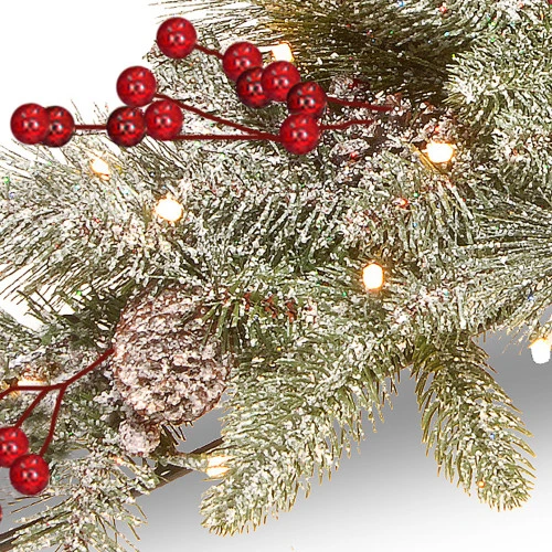 Christmas Central 30" Snowy Bristle Artificial Christmas Centerpiece And Candle Holder - Image 2