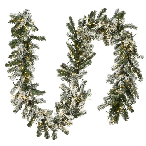 Christmas Central 9' X 12" Pre-Lit Snowy Artificial Christmas Garland - Multicolor LED Lights