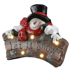 Christmas Central 18.5" Pre-Lit Snowman "Let It Snow" Christmas Wall Sign