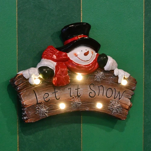 Christmas Central 18.5" Pre-Lit Snowman "Let It Snow" Christmas Wall Sign - Image 3