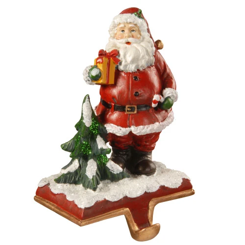 Christmas Central 6.5" Santa Holding Gift Box Christmas Stocking Holder - Image 2