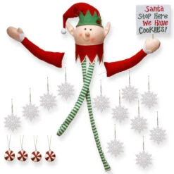 Christmas Central 19-Piece Elf Tree Topper And Ornaments Christmas Tree Decorating Kit
