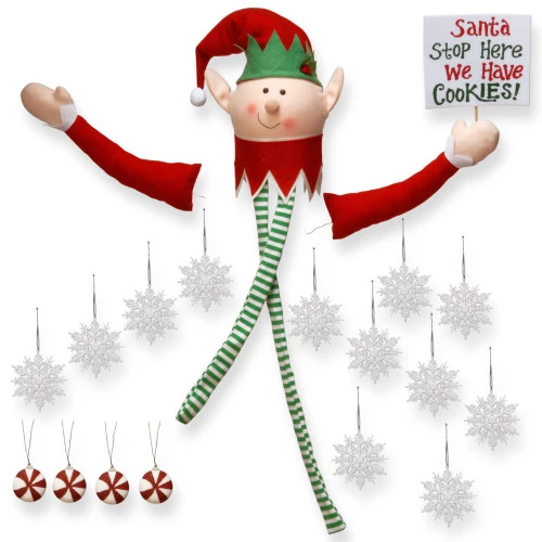 Christmas Central 19-Piece Elf Tree Topper And Ornaments Christmas Tree Decorating Kit