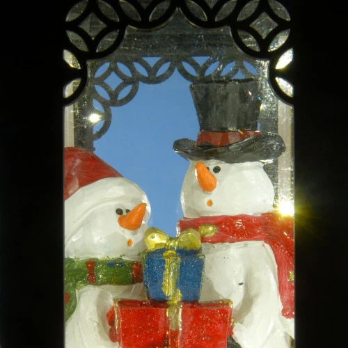 Christmas Central 15" LED Lighted Snowman Holding Wrapped Gifts Christmas Lantern - Image 2
