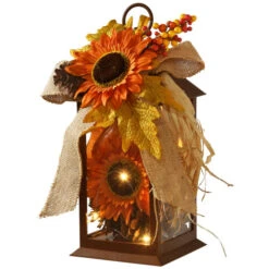 Christmas Central 12" LED Lighted Fall Harvest Sunflower Lantern