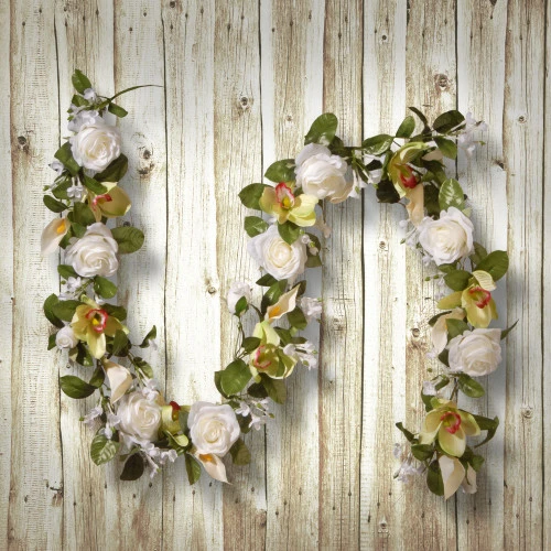Christmas Central 72" White Rose & Calla Lily Garland - Image 4