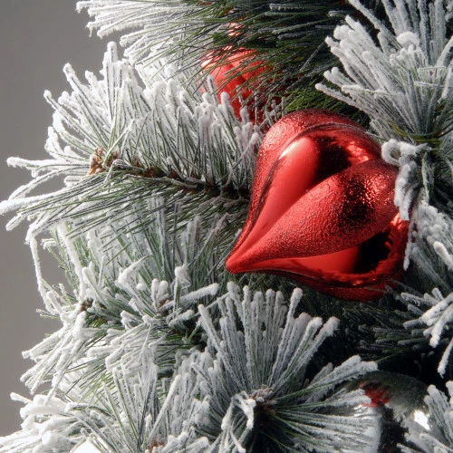 Christmas Central 2' Pre-Lit Potted Snowy Bristle Pine Medium Artificial Tabletop Christmas Tree, White LED Lights - Image 3