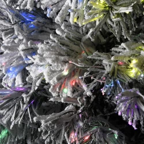 Christmas Central 3' Pre-lit Potted Evergreen Flocked Artificial Christmas Tree, Fiber Optic Lights - Image 2