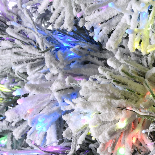 Christmas Central 3' Pre-lit Potted Evergreen Flocked Artificial Christmas Tree, Fiber Optic Lights - Image 5