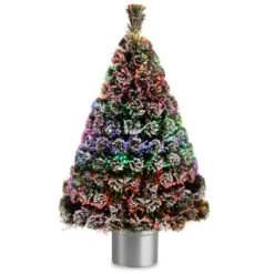 Christmas Central 4' Pre-lit Potted Flocked Evergreen Artificial Tabletop Christmas Tree