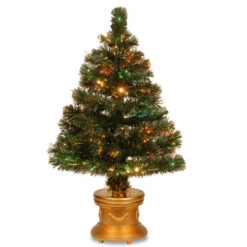 Christmas Central 2.5' Pre-Lit Potted Medium Artificial Christmas Tree, Multicolor LED Lights