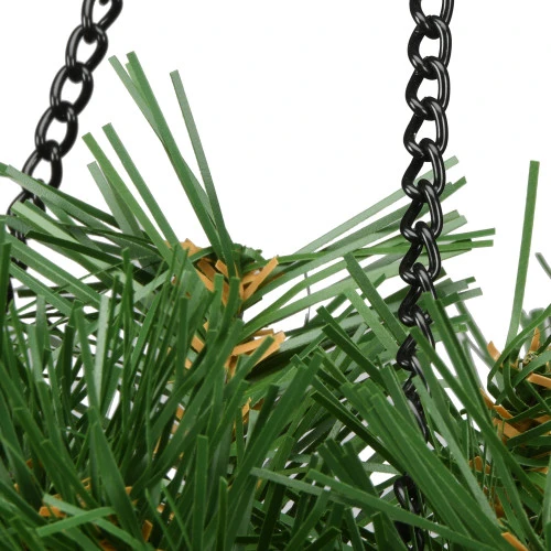 Christmas Central 20" Pre-Lit Battery-Operated Tiffany Fir Artificial Christmas Hanging Basket - Warm White LED Lights - Image 4