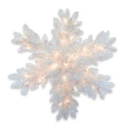 Christmas Central 32" LED Lighted White Iridescent Tinsel Snowflake Outdoor Christmas Decoration