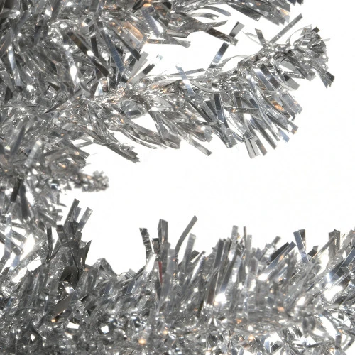 Christmas Central 6' Pencil Silver Tinsel Artificial Christmas Tree, Unlit - Image 2