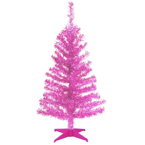 Christmas Central 3' Pink Tinsel Artificial Christmas Tree, Unlit