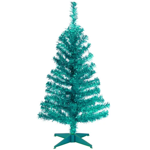 Christmas Central 3' Medium Turquoise Blue Pine Tinsel Artificial Christmas Tree, Unlit