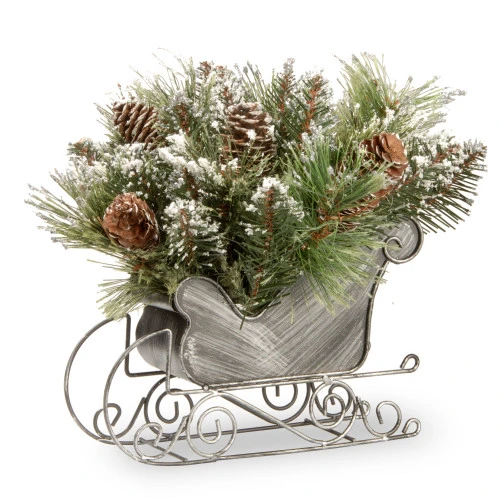 Christmas Central 10" Pine Sleigh With Pinecones Christmas Tabletop Decoration