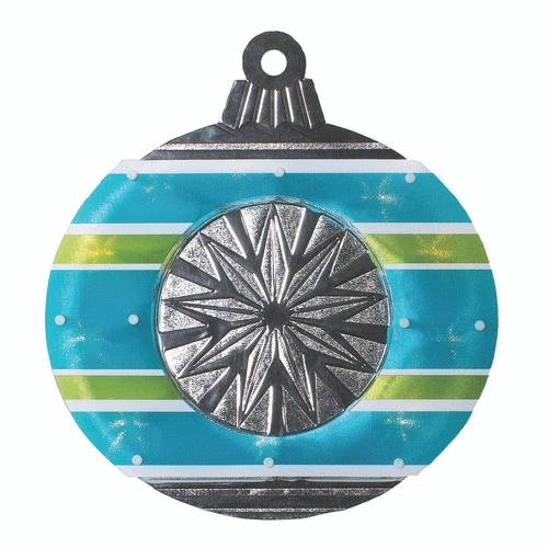 Christmas Central 15.5" Blue And Green Lighted Christmas Ornament Window Silhouette