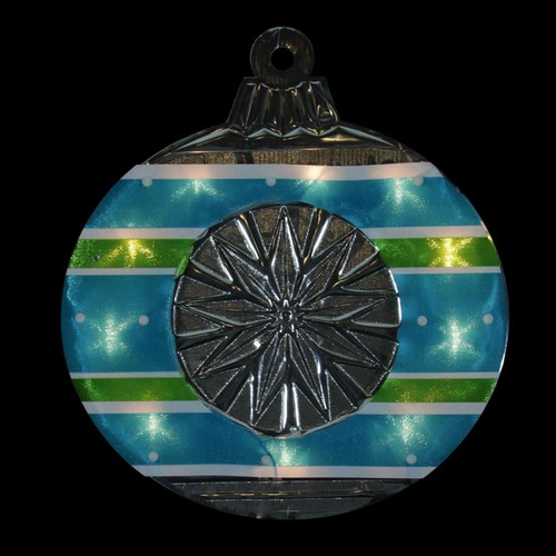 Christmas Central 15.5" Blue And Green Lighted Christmas Ornament Window Silhouette - Image 2