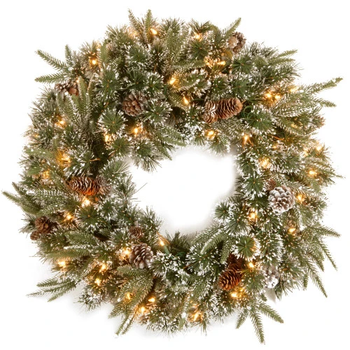 Christmas Central Pre-Lit Liberty Pine Artificial Christmas Wreath, 24-Inch, Clear Lights